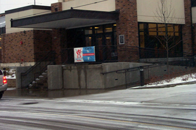 Heated entrance outside of ymca