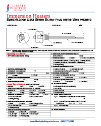 Immersion Heater Screw Plug Specification Data Sheet
