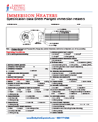 Immersion Heater Specification Data Sheet