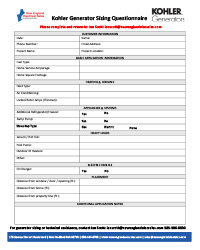 NEES - Kohler Generator Sizing Questionnaire