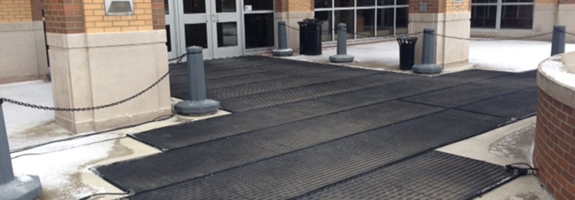 Industrial heat mats installed outside a business