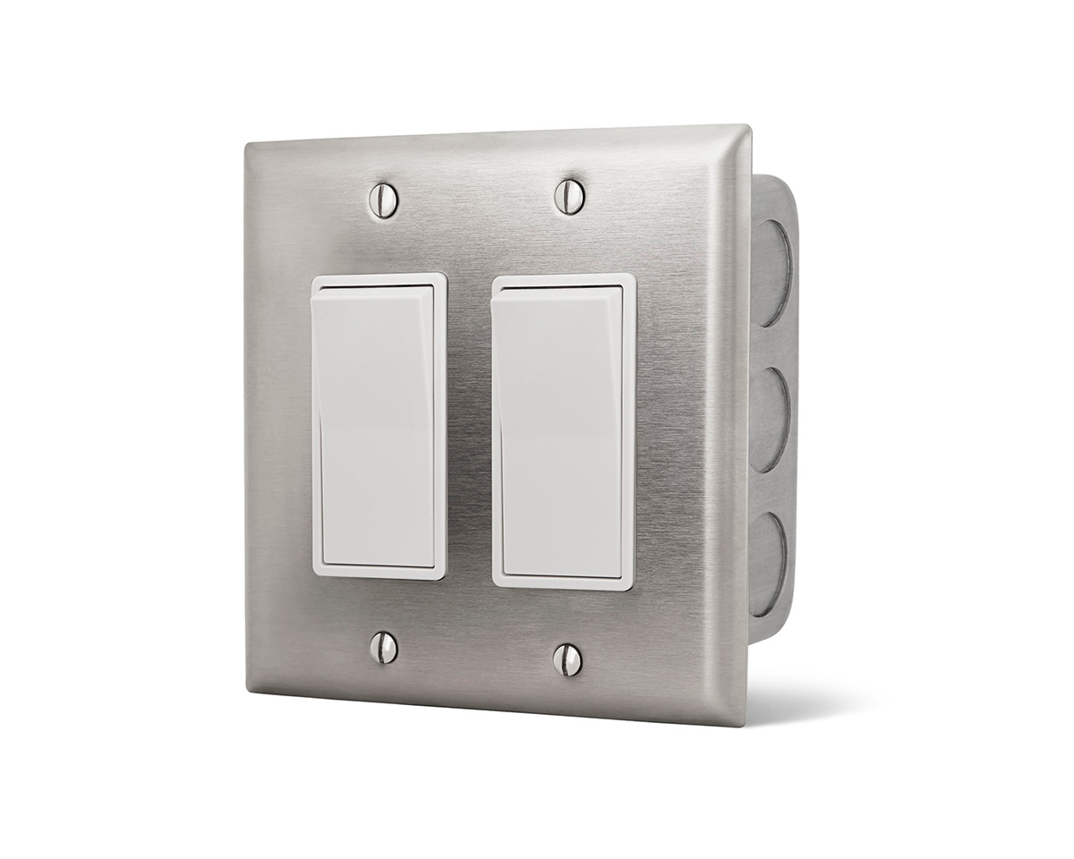 Infratech 14-4405 Dual Stainless Steel Wall Plate with Gang Box